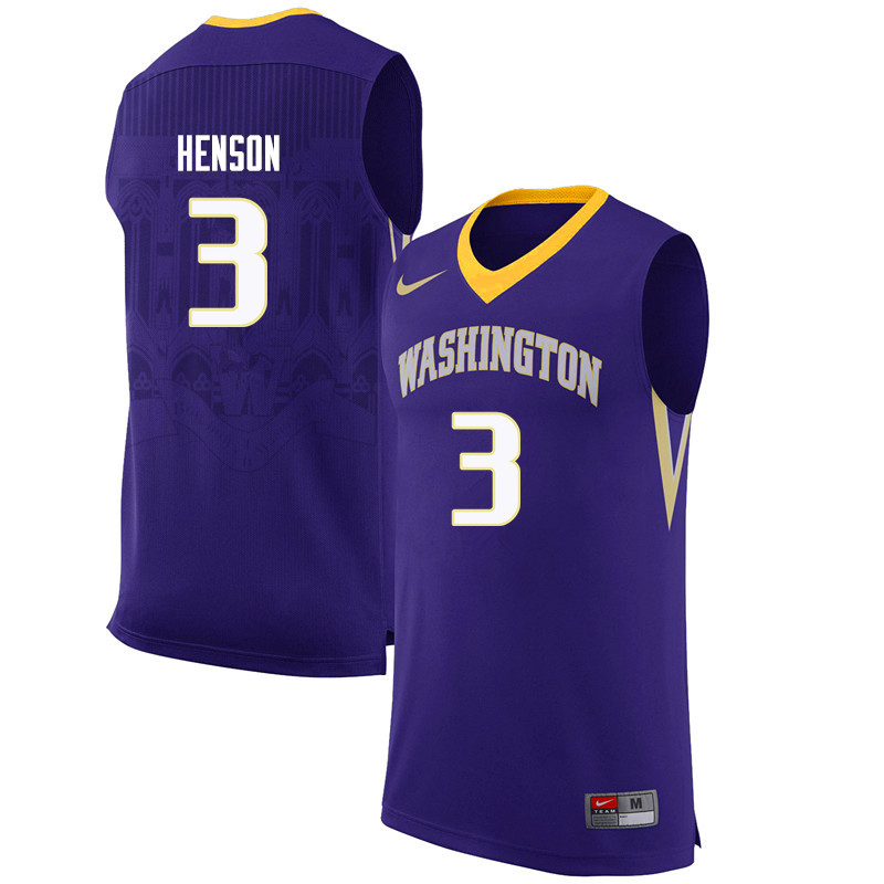 Men Washington Huskies #3 Mai-Loni Henson College Basketball Jerseys-Purple